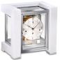 Preview: Kieninger Tetrika table clock in white lacquer with silver-plated dial