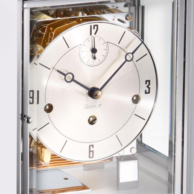 Kieninger Tetrika table clock in white lacquer with silver-plated dial