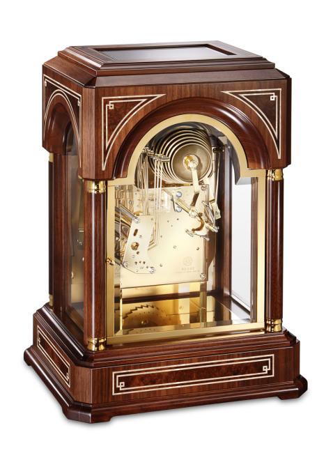 Kieninger hochwertige Tischuhr  Belcanto Nussbaum mit Mozart Glockenspiel auf 9 Glocken 1705-22-01