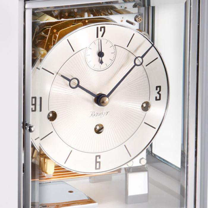 Kieninger Tetrika table clock in white lacquer with silver-plated dial