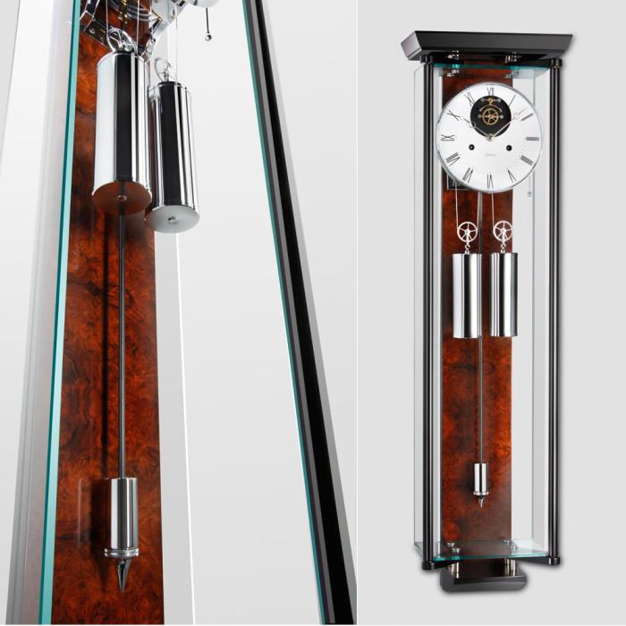 Kieninger Regulator Glas Nussbaum Karbonfaserpendel offene Hemmung Rundgong Tonfeder 2548-92-02