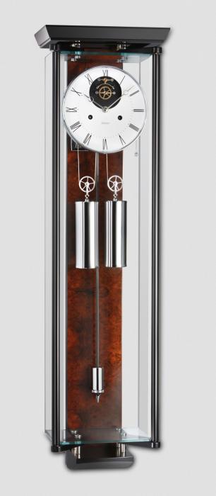 Kieninger Regulator Glas Nussbaum Karbonfaserpendel offene Hemmung Rundgong Tonfeder 2548-92-02